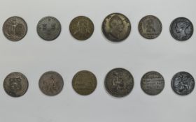 A Very Good Collection of 18th / 19th Century Half Pennies and Tokens ( 6 ) In Total.