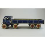 Mettoy Articulated Open Lorry - dark blue cab, chassis and trailer, opening rear tailgate,