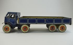 Mettoy Articulated Open Lorry - dark blue cab, chassis and trailer, opening rear tailgate,