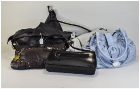 Collection of Six Handbags including Roma black short strap bag, pale blue leather look handbag,