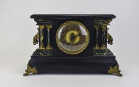 Ornate Decorative Mantle Clock. Slight crack on glass dial, Arabic numerals. In the style of