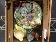 Box Of Miscellaneous Comprising plates, jugs, glassware, candlesticks etc.