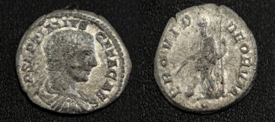 Roman Empire ( Caesar ) Geta - AD 198-209 Silver Denarius, Raised Detailed Portrait Bare - Headed,