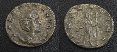 Roman Empire Salonina Wife of Callinus Silver Anton, Reverse Juato Standing Right,