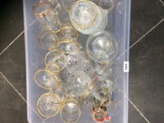 Box of Assorted Glass Ware including star print ice cream dishes, cocktail glasses,