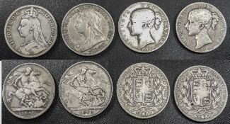 Queen Victoria Silver Crowns ( 4 ) In Total.
