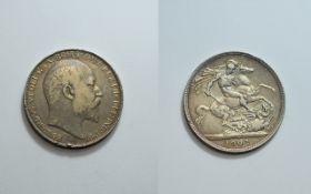 Edward VII Silver Crown, Date 1910. High Grade, Scarce Coin - Please See Photo.