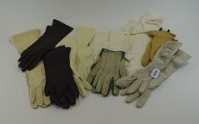 Collection of Ladies Dress Gloves 9 pairs of ladies long gloves in mixed fabrics including leather,