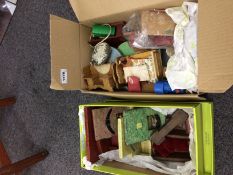 Collection Of 1940's Doll's House Furniture 2 boxes of assorted painted wood furniture and