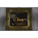 Modern Lacquered Print, Horse And Dog At