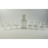 6 Cut Glass Brandy Glasses and Decanter