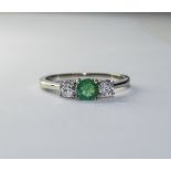 White Gold Diamond/Emerald Ring