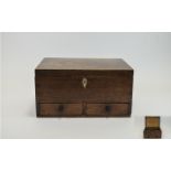 Antique Oak Lidded Sewing Box with 2 Sma