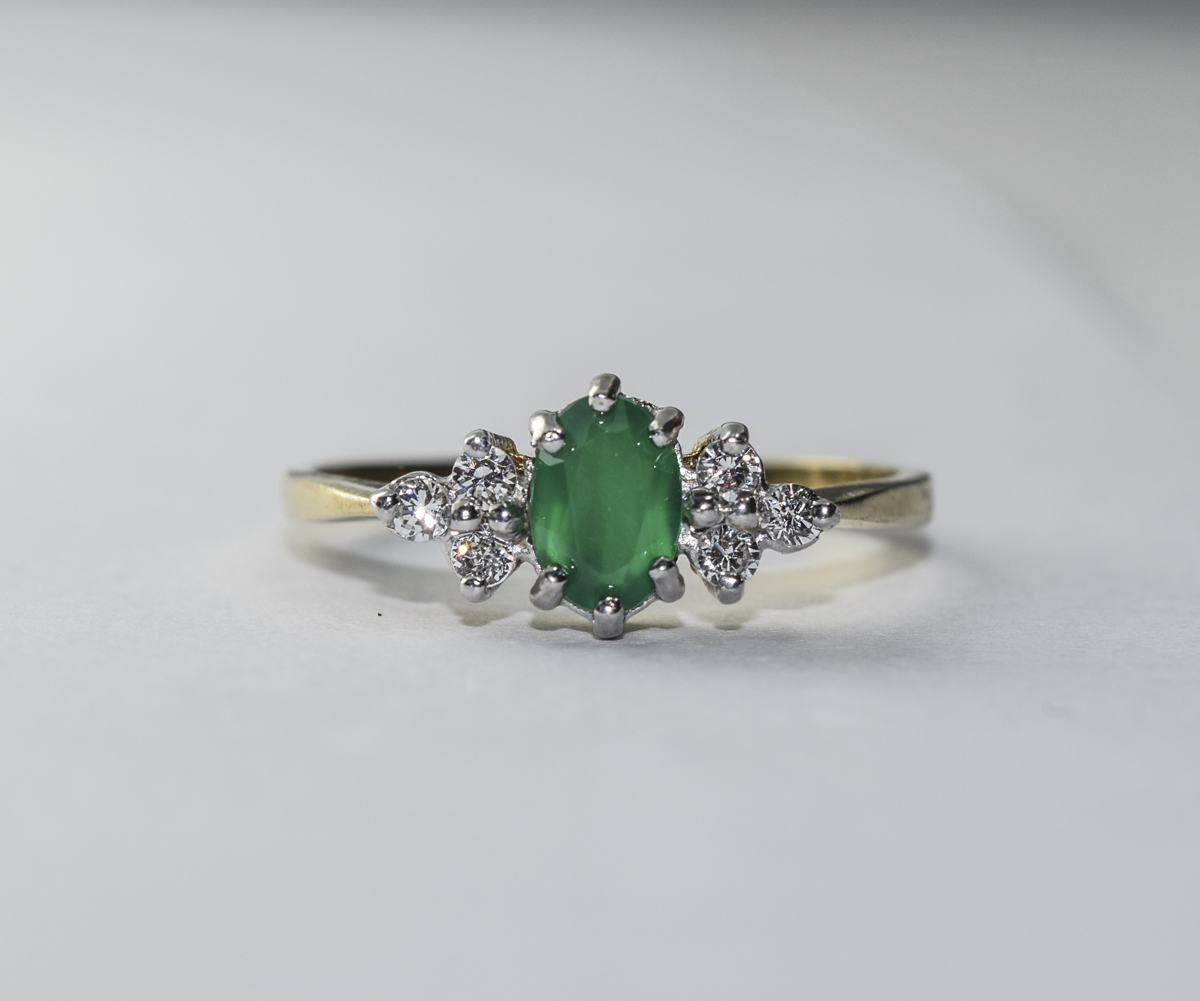 Diamond/Emerald Cluster Ring