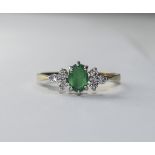 Diamond/Emerald Cluster Ring