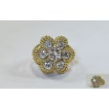 Ladies White Gold Flower Head Diamond Cl