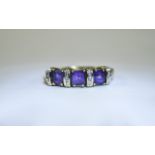 Ladies 9ct Gold Diamond and Amethyst Cha