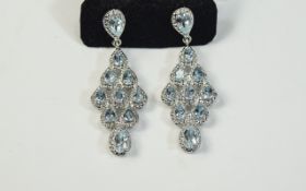 Sky Blue Topaz Pendant Earrings, nine pe