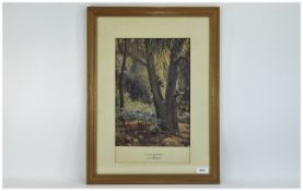 Framed Watercolour Titled In Harlow Wood