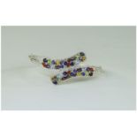 Multi Gemstone Crossover Bangle, set wit