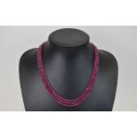 Ladies Triple Strand Polished Burmese Ru