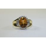 Ladies 9ct Gold Set Citrine and Diamond