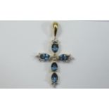 Gold Diamond/Topaz Cross