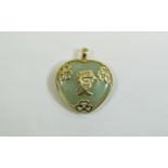 9 Ct Gold Heart Shaped Jade Set Pendant