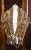 Light Brown Mink Stole with Tail Detaili