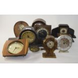 A Collection Of 10 Mantel Clocks, Various Makes' Mostly Manual Wind,