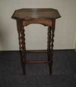 Oak Occasional Table with Octagonal Shaped Top, Raised on Barley Twist Legs. c.1940's / 1950's. Size