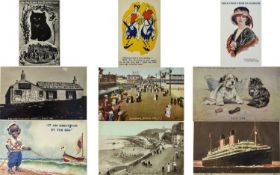 A Postcard Album Containing ( 300 ) Assorted Vintage Postcards.