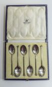 Mappin & Webb Silver Set of Six Coffee Spoons. Hallmark Sheffield 1927. Complete with Period Box.