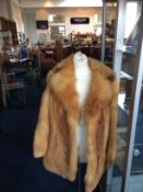 Ladies Fox Fur Coat Mid length fur coat with rever collar,