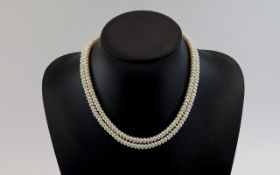 Double Strand Pearl Necklace 9ct gold clasp Length 18 inches.