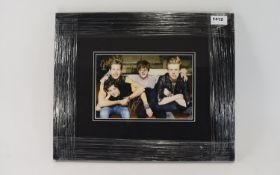 Boy Band Pop Interest. Signed photo of Boy Band The Vamps. Black frame & glazed.
