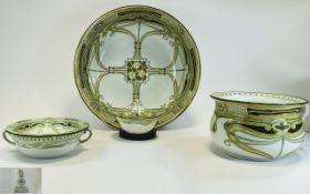 Royal Doulton Art Nouveau Wash Set comprises wash basin, soap dish and a larger soap bowl with