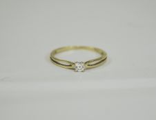 14ct Single Stone Diamond Ring. Marked 585. Diamond Weight 10 pts.