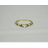 14ct Single Stone Diamond Ring. Marked 585. Diamond Weight 10 pts.