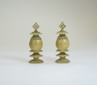 A Pair of Finely Carved Ivory Chess Pieces, From The Late 18th / Early 19th Century. Height 3.
