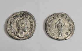 Herennia Etruscilla Silver Antoninanus. AD 250, Before Christ. Rare Coin In High Grade Condition.