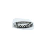 Ladies White Gold Full Eternity Diamond Ring; Set with round modern brilliant cut diamonds. Ring