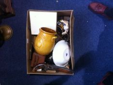 Box of Miscellaneous Oddments & Collectibles to include glass paperweight, vintage camera,