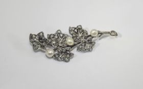 Antique Gold Diamond and Pearl Brooch.