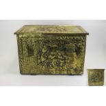A Vintage Embossed Brass Lidded Box,