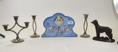 Miscellaneous Collectibles comprising retro china clock with bird and flower by Precista (ticks),