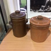 A Pair of Large Stoneware Pots One modern marked bread, the other has some age with impressed mark.