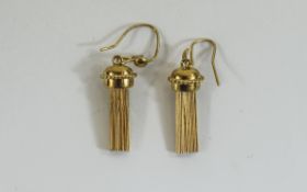 Fine Pair of 9ct Gold Tassel Drop Earrings. Fully Hallmarked. 1 Inch Drops. Excellent Condition.