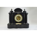 Richard & Co Paris Edwardian Nice Quality Black Marble Mantel Clock with Eight Day Striking