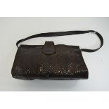 A Vintage Jane Stilton Snakeskin Handbag. 11 Inches Wide & 7 Inches High.